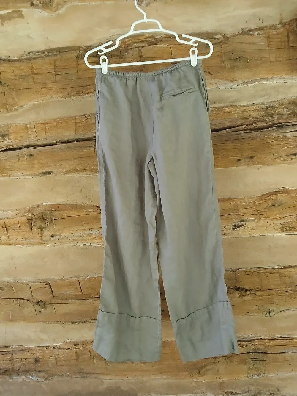 Zara Gray Mid Rise Drawstring Wide Leg Linen Pants Small